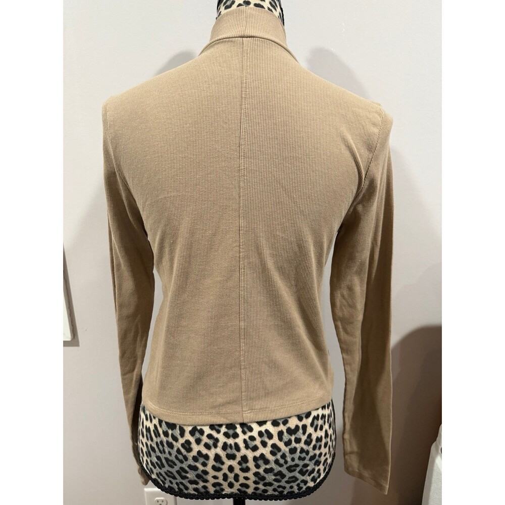 American Eagle mock neck cropped tan top NEW NWT size large long sleeve